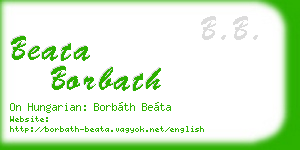 beata borbath business card